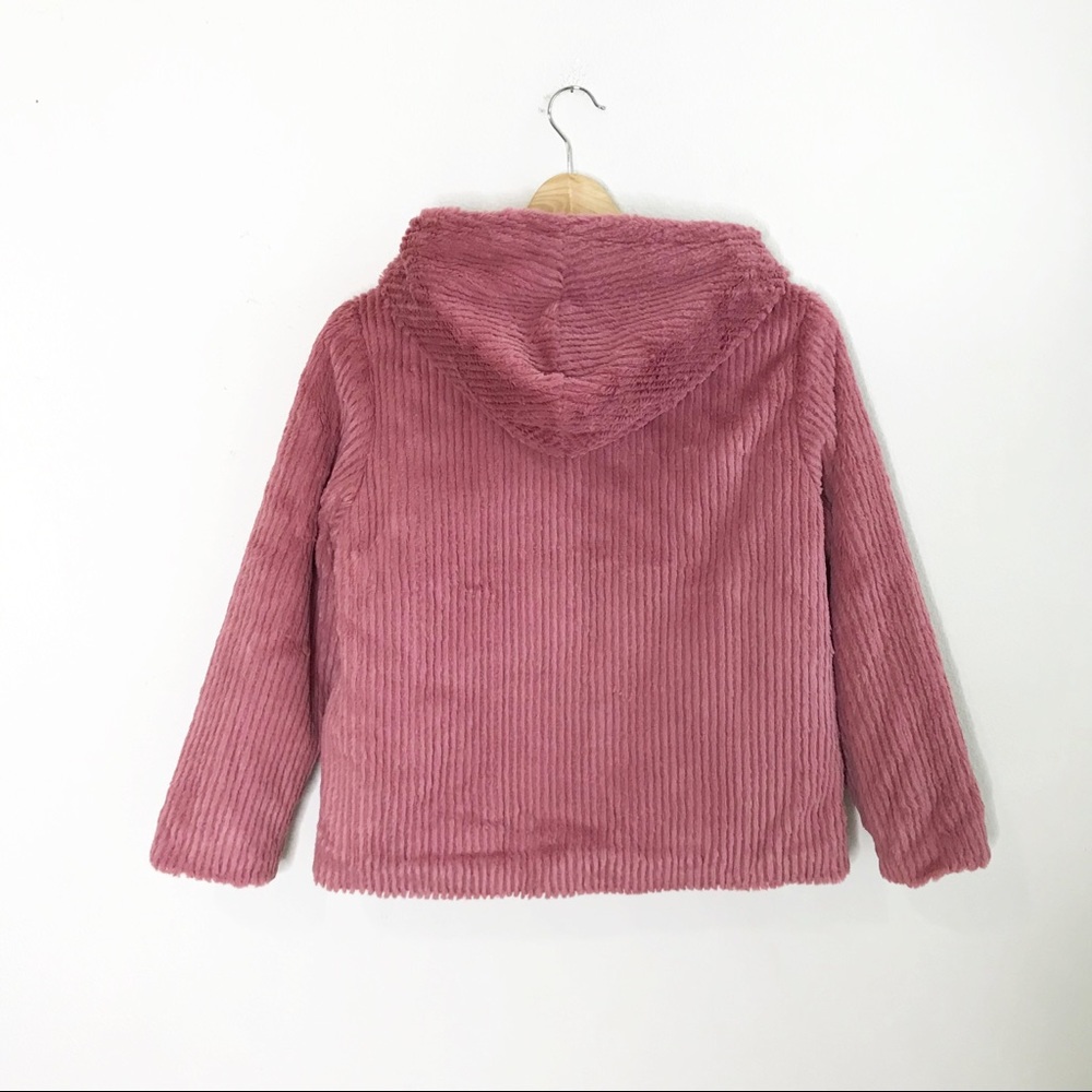 NWT Elodie Girl’s Blush Pink Fuzzy Hooded Jacket - Picture 3 of 7